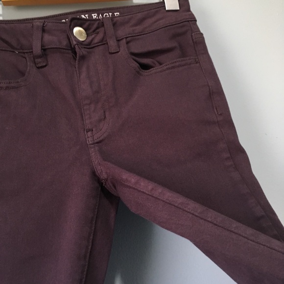 American Eagle Maroon Purple Hi Rise Jegging Crop - Picture 5 of 8